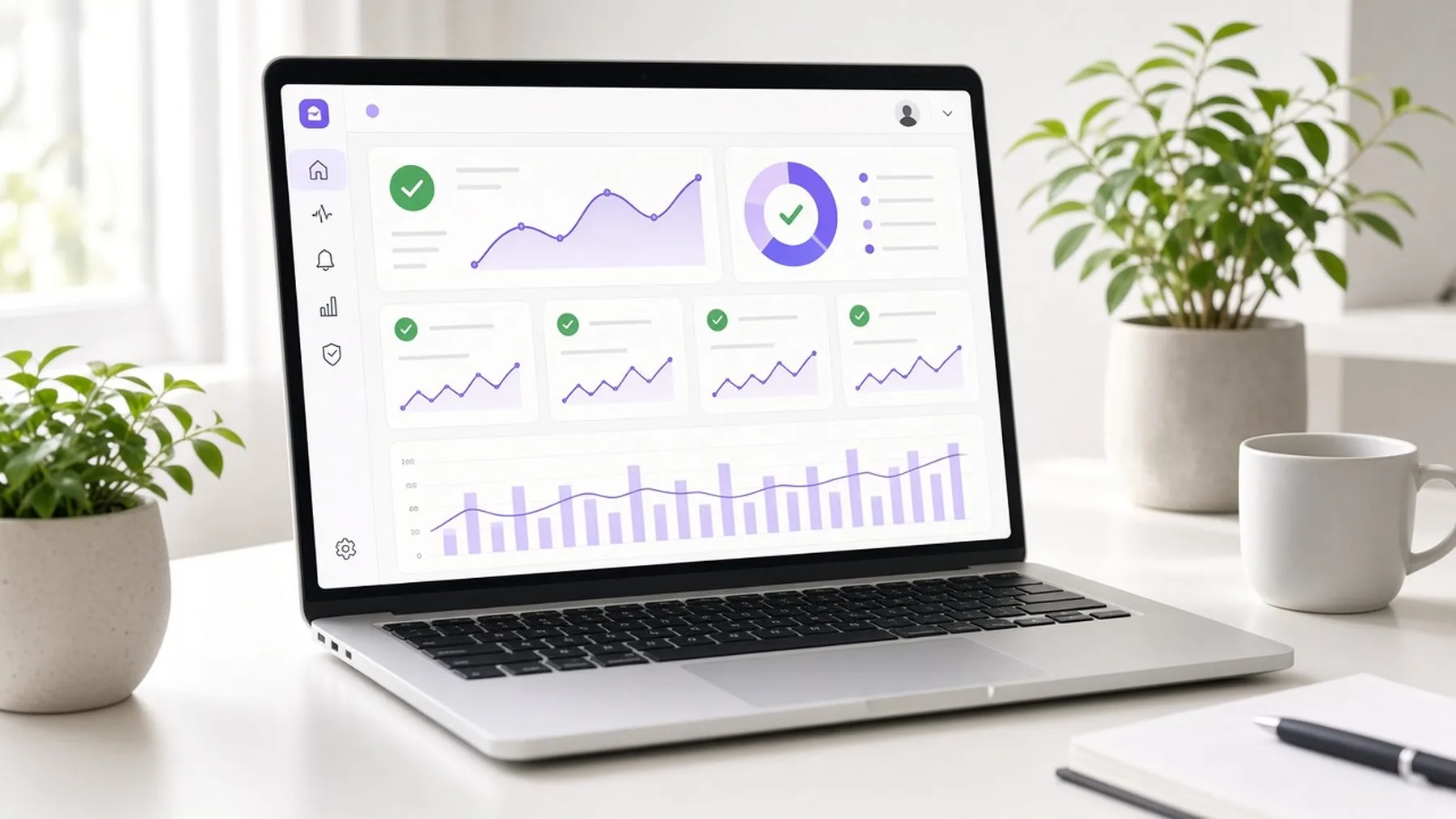 Dashboard monitoring website uptime and performance